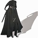 Mittelalter-Zipfelcape mit Kapuze, Schurwolle, schwarz, Freesize