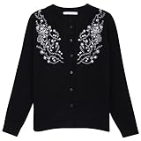 ililily Embroidery Floral Cardigan Sweater Knit Coat Jacket