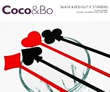 10 x Coco&Bo Black & Red Casino 8  Cocktail Stirrers - Cocktail Accessories ideal for James Bond / Hollywood / Alice in Wonderland Themed Party