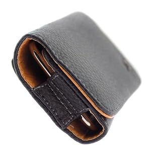 PCMicrostore Apple iPhone Black Leather Texture Horizontal Holster Carrying Case With Belt Loop And Clip