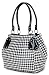 Classic Black & White Houndstooth Print Bucket Purse Bag Classy & Timeless