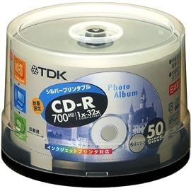 TDK CD-Rデータ用 32倍速対応シルバープリンタブル ポットケース入り50枚パック [CD-R80ESX50PS]