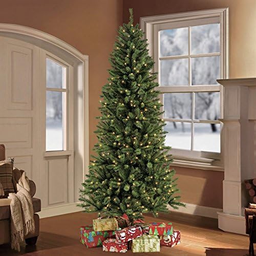 Puleo Tree Company 7.5 Pre-Lit Slim Arizona Spruce Artificial Christmas Tree with 500 Clear UL-listed Lights