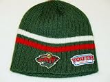 MINNESOTA WILD YOUTH Green 2 Stripes Knit Beanie Hat Ski Cap By REEBOK Youth