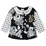 【H28年春物】 SCOLAR(スカラ) 天竺袖ドットPt衿付き長袖Tシャツ 130cm/クロ NO.CH-16SP-SC01