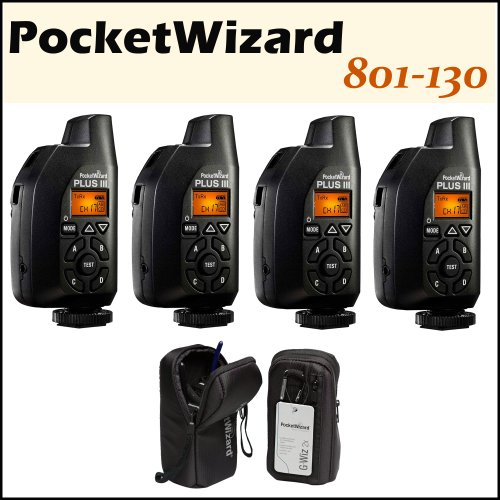 4 Pcs PocketWizard Plus III Transceiver 801-130 Relay Radio Slave Transmitter Receiver + 2 Pcs PocketWizard G-Wiz Case On Sale