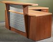 COMPLETE RECEPTION SUITE L-Shaped Secretary Desk and Return with 2 File Drawer Pedestals 48D" x 72L" "Reception 50 - Metal Accents"