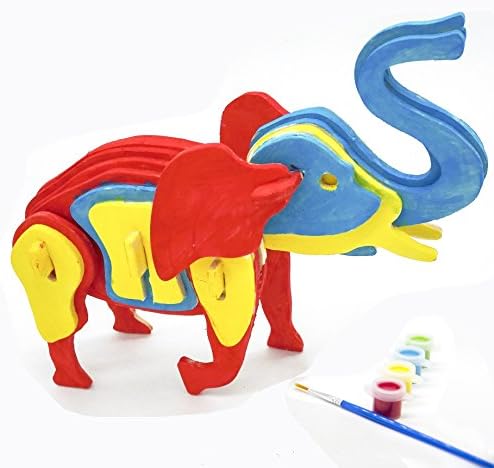 3d Puzzle Birthday Gift Wood Art Projects for Kids Adults Animal Crafts Assemble Paint DIY Model Kits Cute Elephant