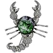 Silver Tone Green Scorpion Animal Brooch Pin