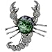 Silver Tone Green Scorpion Animal Brooch Pin