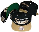 New Orleans Saints Script Black/Old Gold Two Tone Snapback Adjustable Plastic Snap Back Hat / Cap