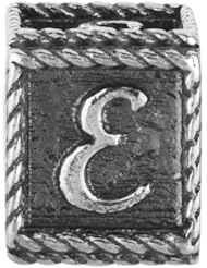925 Sterling Silver Letter "E" Script Bead For Chamilia, Pandora, Biagi, Personality, Reflections And More Charm Bracelets