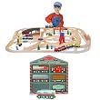 Melissa & Doug Deluxe Wooden Railway Set with 8 Piece Wooden Train Cars Set