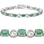 7.20 Carat Genuine Emerald Ovals Sterling Silver Bracelet