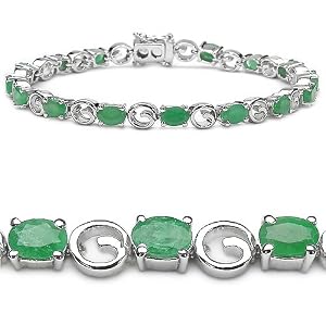 Buy 7.20 Carat Genuine Emerald Ovals Sterling Silver Bracelet by JewelzDirect