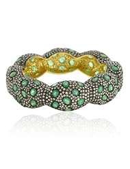 14kt Yellow Gold Diamond Pave Emerald Bangle Bracelet Silver Gemstone Jewelry