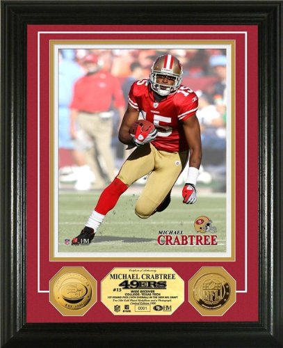 Michael Crabtree Framed San Francisco 49ers 24KT Gold Coin Photo Mint