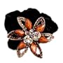 Large Rhinestone Flower Black Stretch Velvet Ribbon Pony Tail with Rhinestone Hair Accessory