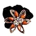 Large Rhinestone Flower Black Stretch Velvet Ribbon Pony Tail with Rhinestone Hair Accessory