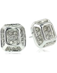 Sam Edelman Open Cage Square Pave Brushed Rhodium Colored Stud Earrings