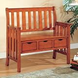 Whiteson Storage Bench with Three Drawers in Brown Cherry