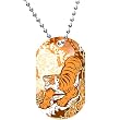 Heart Flame Prowling Tiger Dog Tag Necklace