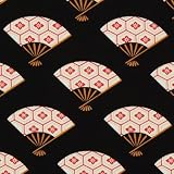 51jutXpxh8L. SL160  black Michael Miller Japanese Kimono Fans fabric (Sold in multiples of 0.5 meter)