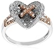 10k White and Rose Gold Diamond Heart Ring (1/4 cttw, I-J Color, I2-I3 Clarity)
