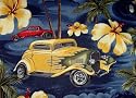 Hot Rods Cars and Hibiscus Flowers Hawaiian Shirt, Midnight Blue, Olive Green