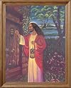 African American Black Jesus Knocking At Door Religious Picture Oak Framed Art Print