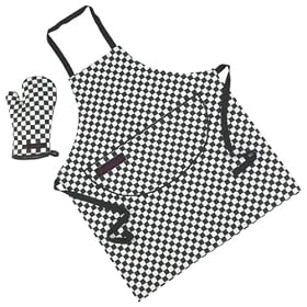 Antony Worrall Thompson Black & White Check BBQ Chef Apron & Mitt Set