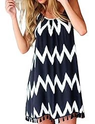 Backless Sleeveless Polyester Above the Knee Striped Print Summer  Dress