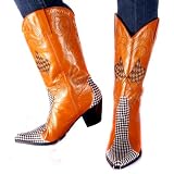 NASCAR Judy Womens Western Cowboy Riding Boots Shoes Genuine Patent Leather Upper W/Horse Hair Rust Color