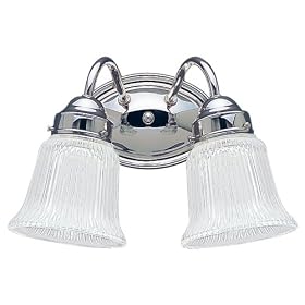 Sea Gull Lighting 4871-05 Brookchester 2-Light Vanity with Clear Ribbed Glass, Chrome