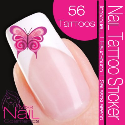 Nail Tattoo Sticker Schmetterling - pink Preisvergleich