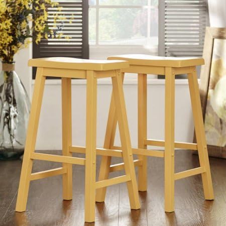 Weston Home 29"H Saddleback Stool , Set of 2 - Banana Yellow