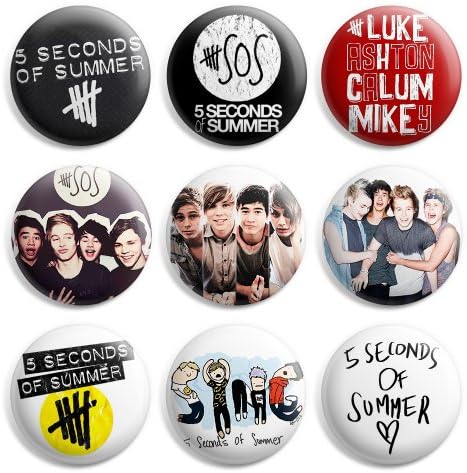 5 Seconds Of Summer 5SOS Pinback Buttons Pin Badges 1 Inch (25mm) - Pack of 9