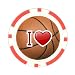 Poker Chip Card Guard of I Love (Heart) Basketball Sports Hoops (Mavericks, Rockets, Grizzlies, Hornets, Spurs, Warriors, Clippers, Lakers, Suns, Nuggets, Timberwolves, Jazz)