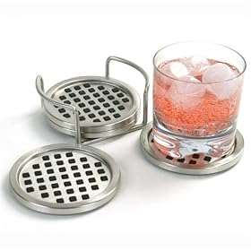 Click here to buy Coasters: Cubo Coasters - Stainless Steel by InterDesign.