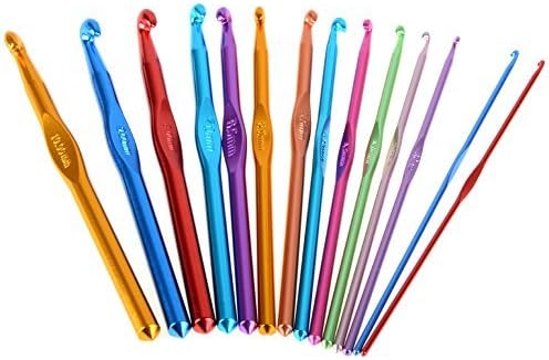Syeer 14 piece Multicolor Aluminum Crochet Hooks, 2 - 10mm
