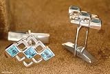 Cufflinks, 'Blue Quadrants' 0.8 W 0.6 L
