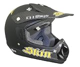 Skin The Lid Flat Black and Yellow Motocross Helmet - Size : Medium