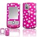 LG Shine CU720 AT&T HOT PINK Hard Plastic With Stars Design Snap-On Protective Faceplate Carrying Case With Removable Belt Clip ...Plus FREE Neck Strap / Lanyard!!!