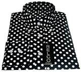 Shirt Polka Dot Men's Black Classic Mod Vintage Design - Relco