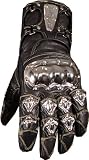 BLACK LEATHER STEEL ARMOR MOTORCYCLE RACE GLOVES XXL