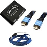 GTMax Two Input HDMI to RGB Component YPbPr / VGA 2x1 Switch Converter Support 5.1CH Surround Sound + 6FT (Blue Nylon) 1.4v HDMI Flat Cable (Package Include a Neck Strap Lanyard)
