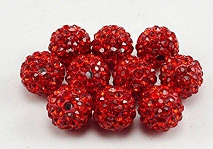 iCherry(TM) 12mm 100pcs/Lot Red Clay Pave Disco Ball for Rhinestone Crystal Shamballa Beads Charms Jewelry Makings