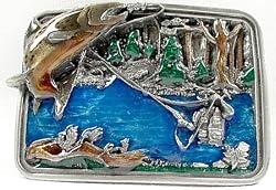 Fly Fishing Enamel Pewter Buckle