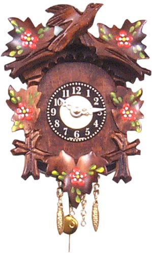 German Black Forest Clock With Flowers