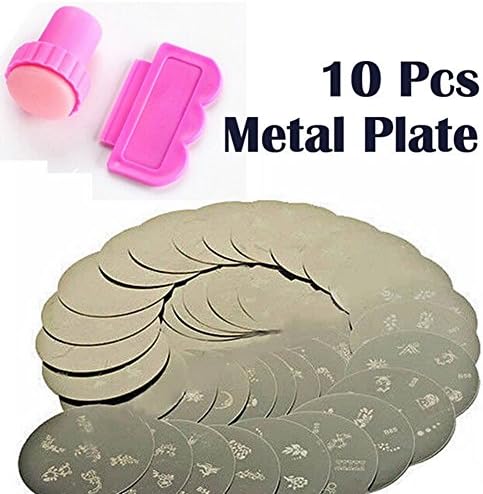 HAMAKA 10 Pcs Nail Art Printing Plate Metal Design